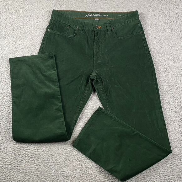 Eddie Bauer Specially Dyed Corduroy Pants Men's 34x32 Straight Fit Green - Picture 1 of 12